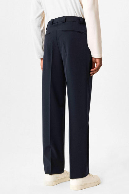 Navy Blue High Waist Pleated Relaxed Fit Baggy Men's Pants