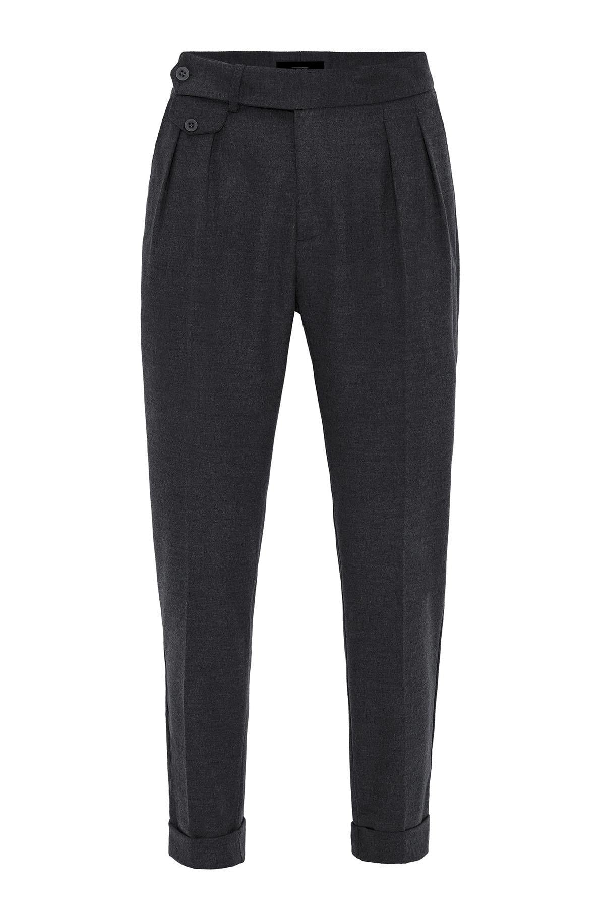 Navy High-Waisted Pleated Technical Men's Trousers