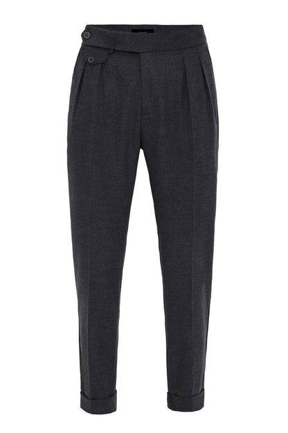 Navy High-Waisted Pleated Technical Men's Trousers