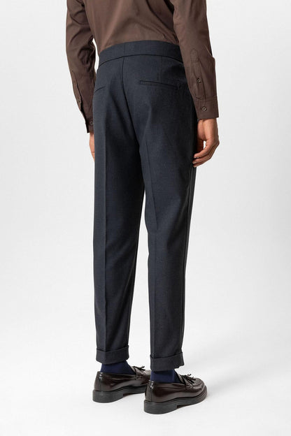 Navy High-Waisted Pleated Technical Men's Trousers