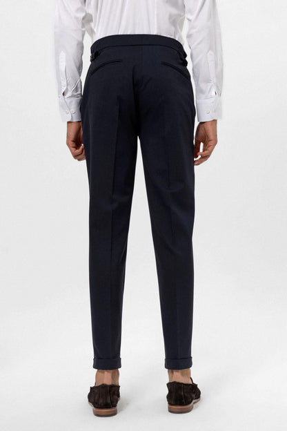 Men's Navy Blue Navy High-Waist Regular Fit Pants