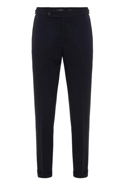 Men's Navy Blue Navy High-Waist Regular Fit Pants