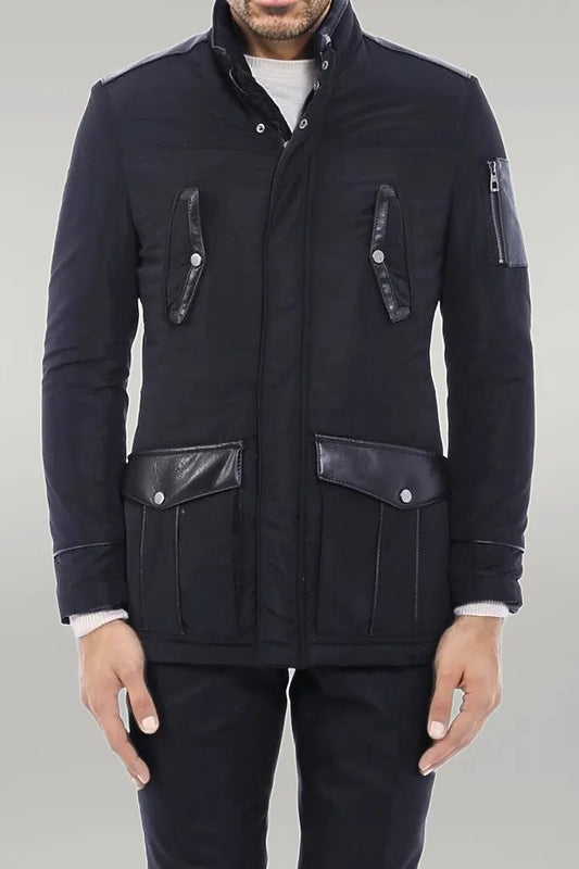 Leather Modeled Black Slim Fit Quilted Jacket