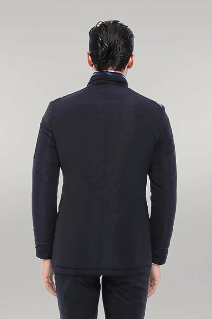 Leather Modeled Black Slim Fit Quilted Jacket