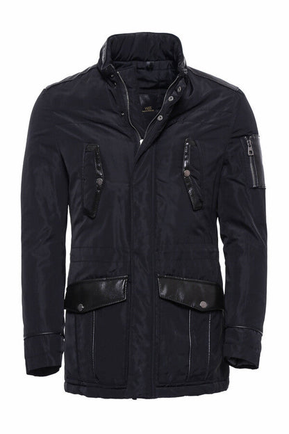 Leather Modeled Black Slim Fit Quilted Jacket