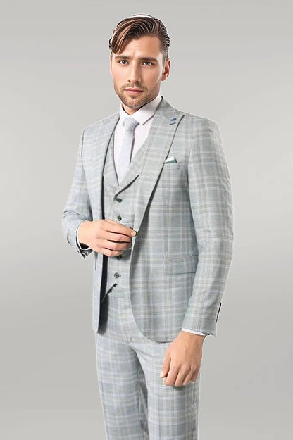 KOALA SYDNEY  Light Green Checked Mens Suit |