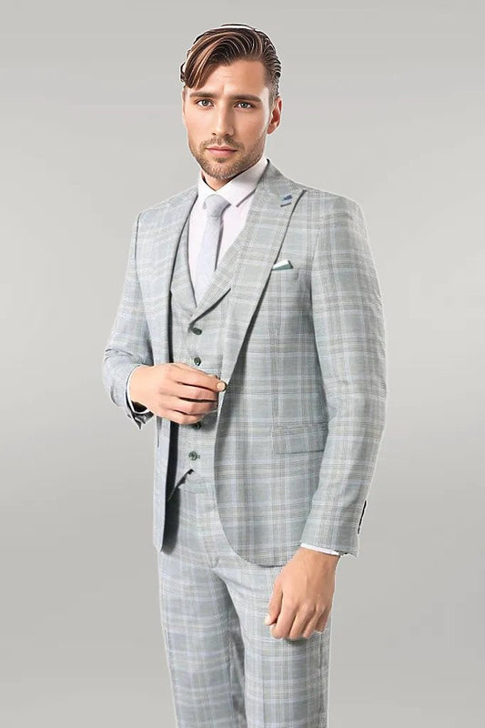 KOALA SYDNEY  Light Green Checked Mens Suit |