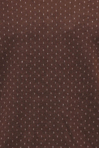 Light Brown Dot Patterned V Neck Sweater - Wessi
