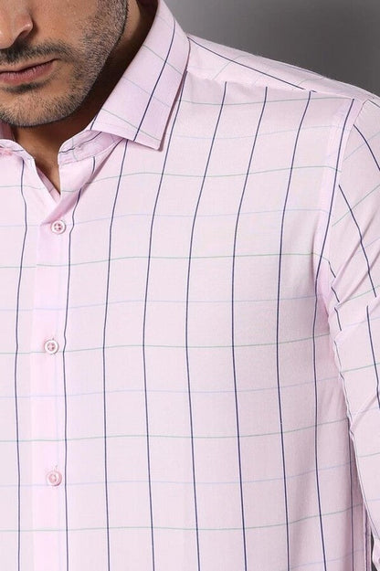 Light Pink Plaid Shirt for Men