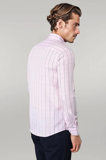 Light Pink Plaid Shirt for Men