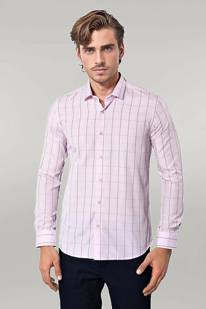 Light Pink Plaid Shirt for Men