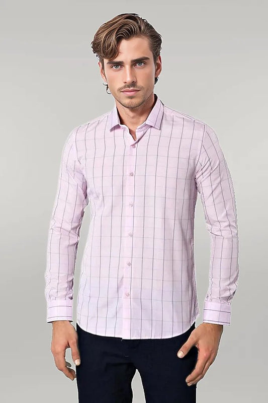 Light Pink Plaid Shirt for Men