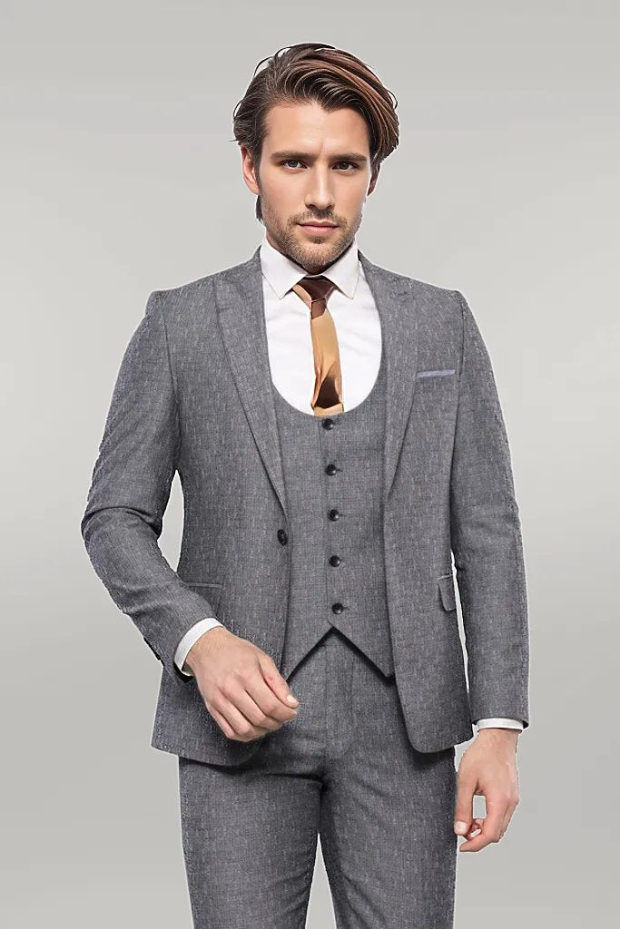 Linen Touch Black 3 Piece Men's Suit |