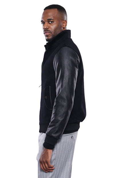 Leather Sleeve Black Cachet Coat