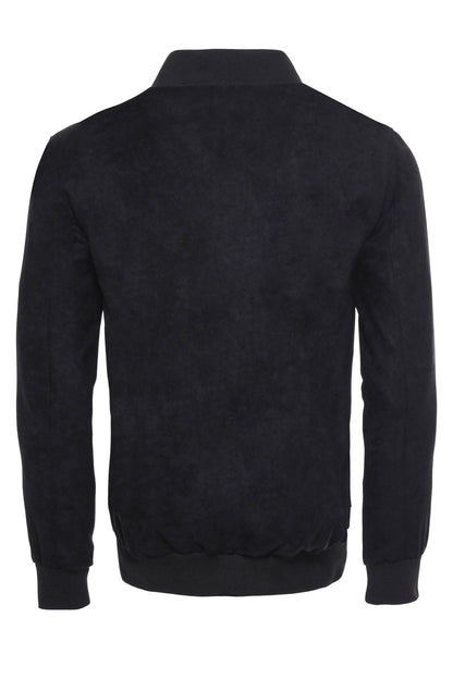 KOALA SYDNEY Flap Pockets Suede Navy Blue Men Bomber Coat