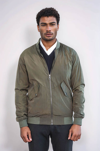 KOALA SYDNEY Zippered Flap Pockets Khaki Men Bomber Coat