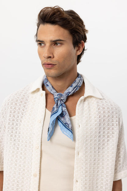 Men's Blue Drop Patterned Scarf