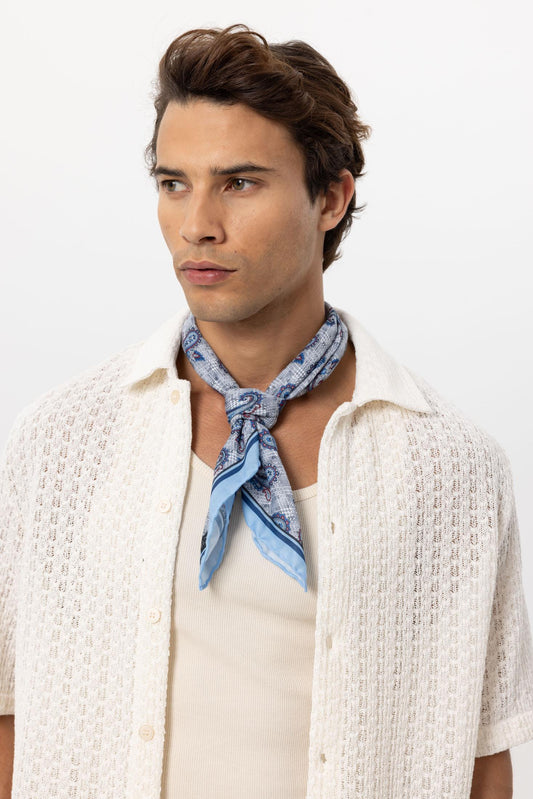 Men's Blue Drop Patterned Scarf
