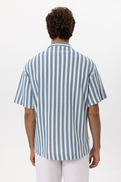 KOALA SYDNEY Men's Blue Oversized Knit Striped Shirt