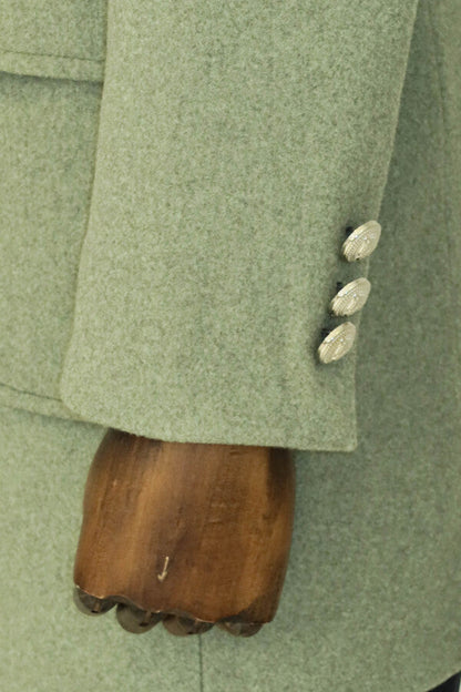 Metal Buttons Wool Cashmere Green Men Double Breasted Coat