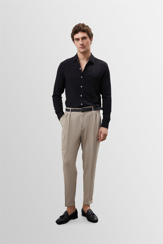 Men's Black Muslin Fabric Slim Fit Shirt