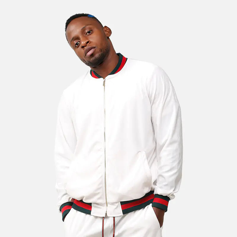 Classic White Pilot Baseball Jacket