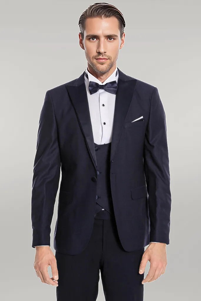 Navy Blue Vested Tuxedo - Wessi