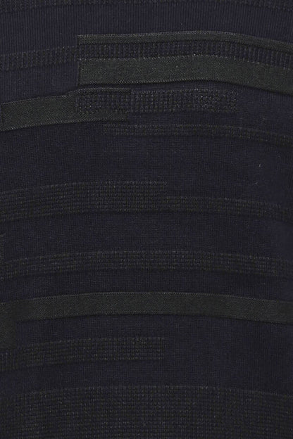 Navy Chest Patterned Circle Neck Sweater - Wessi