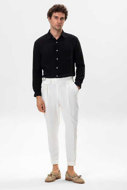 Men's Black Knitted Detailed Shirt