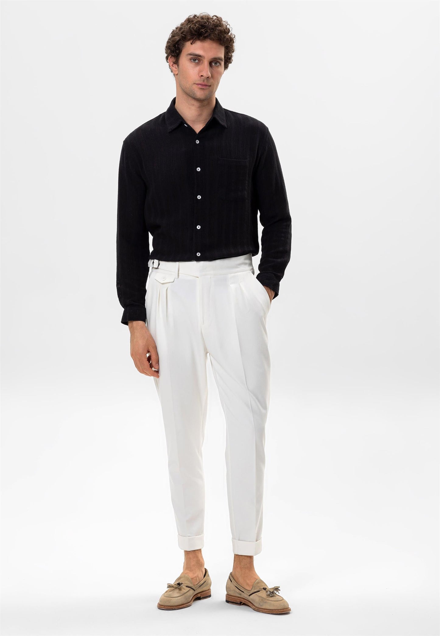 Men's Black Knitted Detailed Shirt