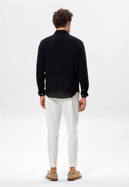 Men's Black Knitted Detailed Shirt -