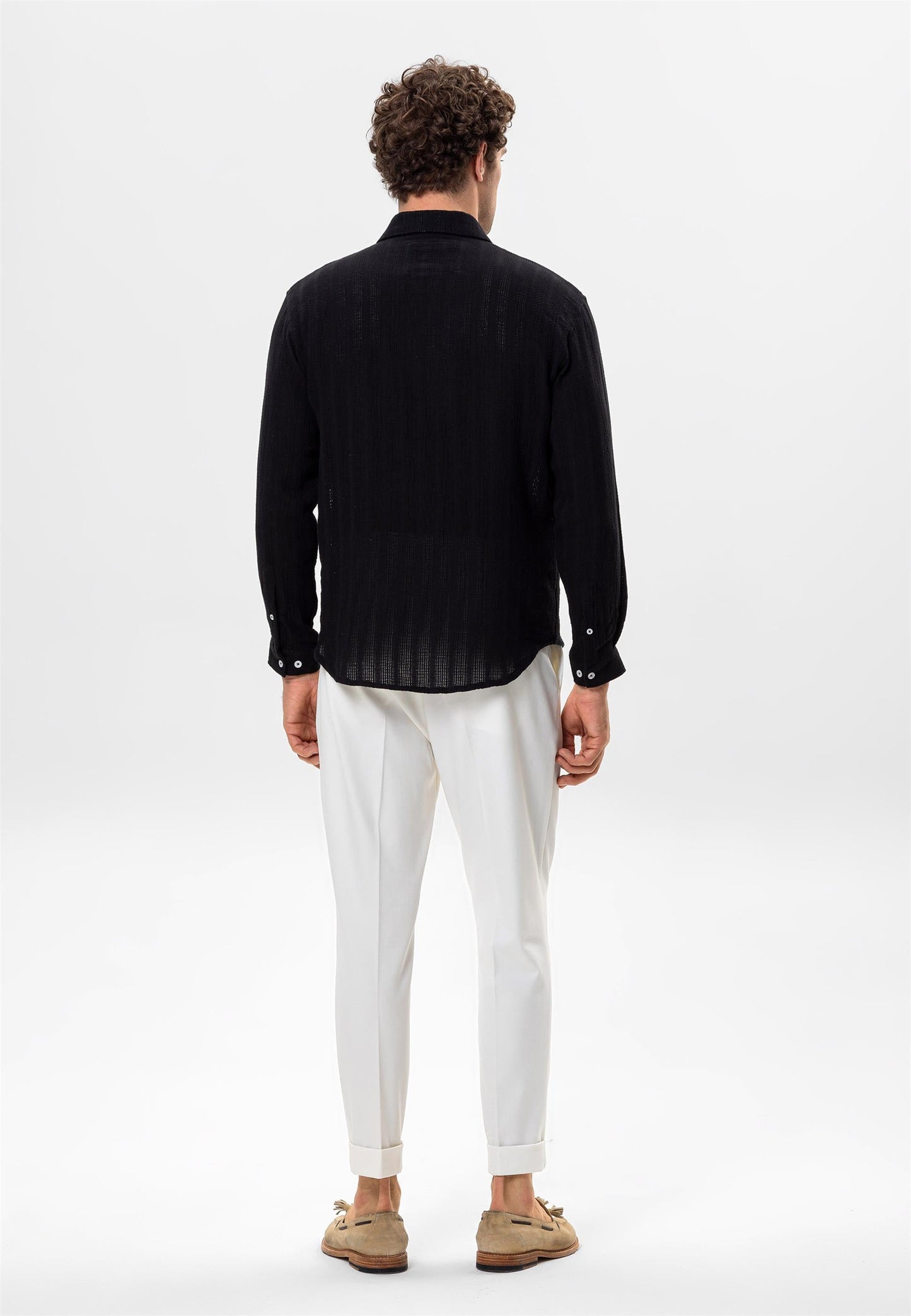 Men's Black Knitted Detailed Shirt