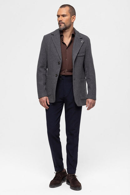 Men's Grey Knitted Textured Jacket