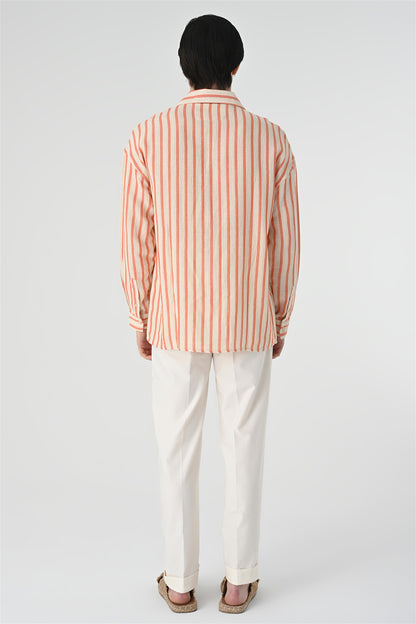 KOALA SYDNEY Men's Salmon Oversized Striped Shirt