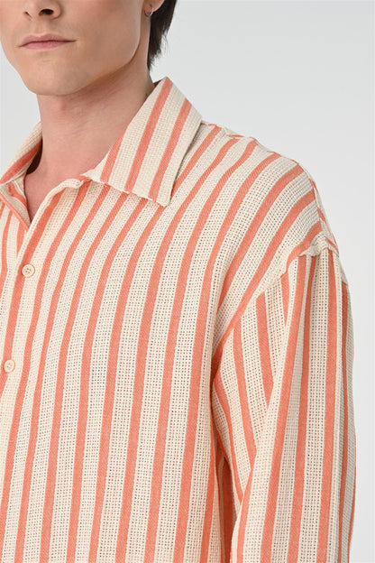 KOALA SYDNEY Men's Salmon Oversized Striped Shirt