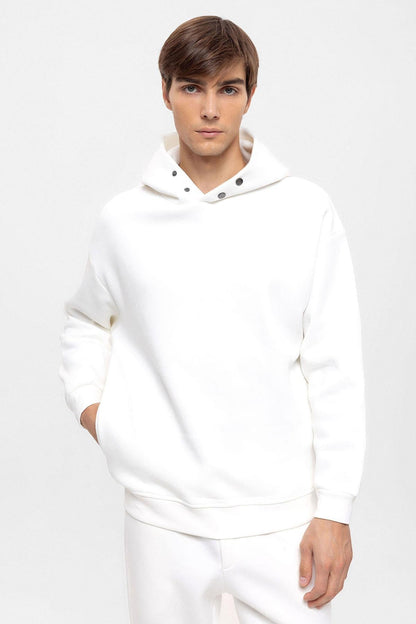 KOALA SYDNEY Men's Ecru Oversize Hooded Sweatshirt