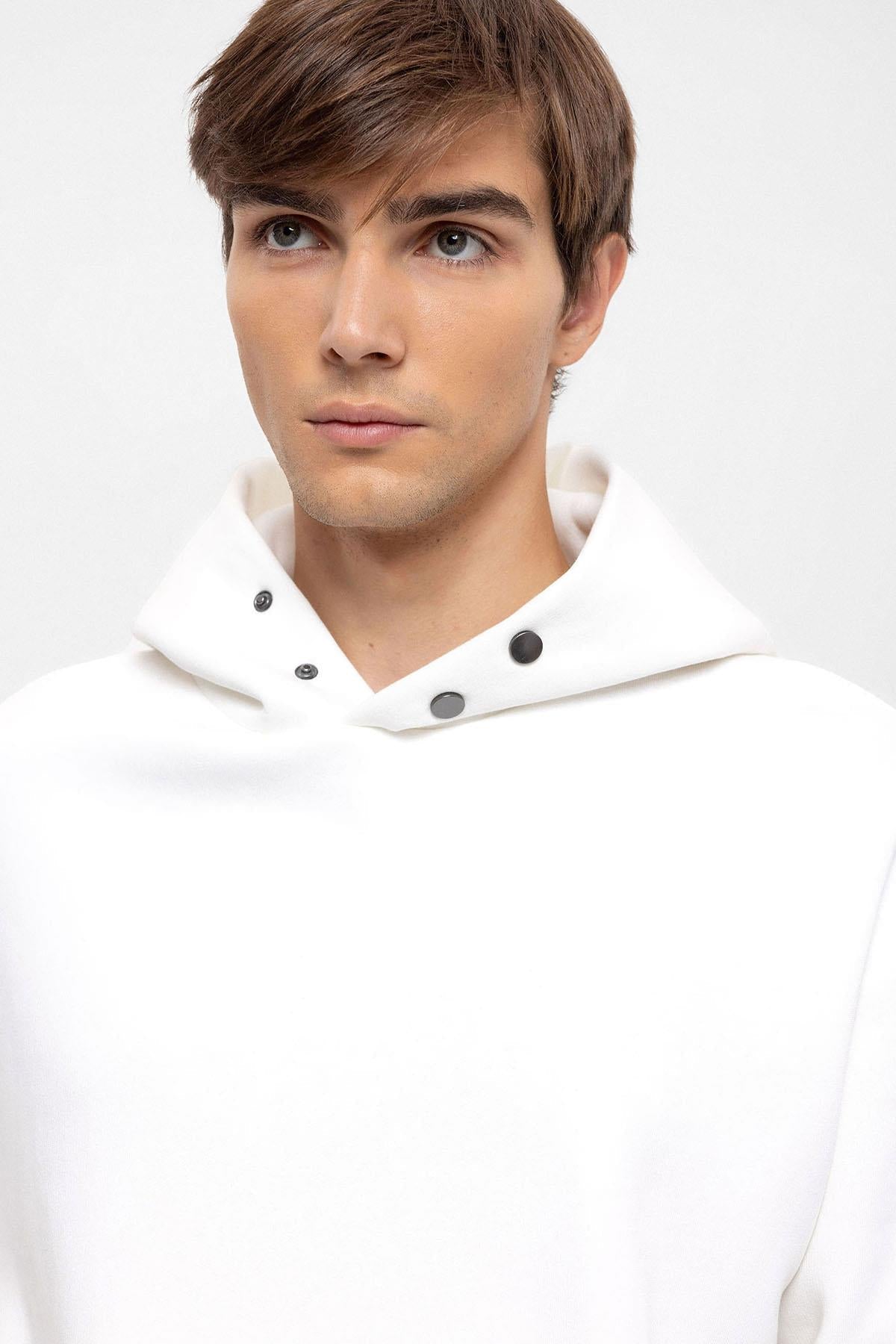 KOALA SYDNEY Men's Ecru Oversize Hooded Sweatshirt