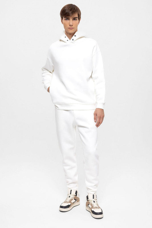 KOALA SYDNEY Men's Ecru Oversize Hooded Sweatshirt