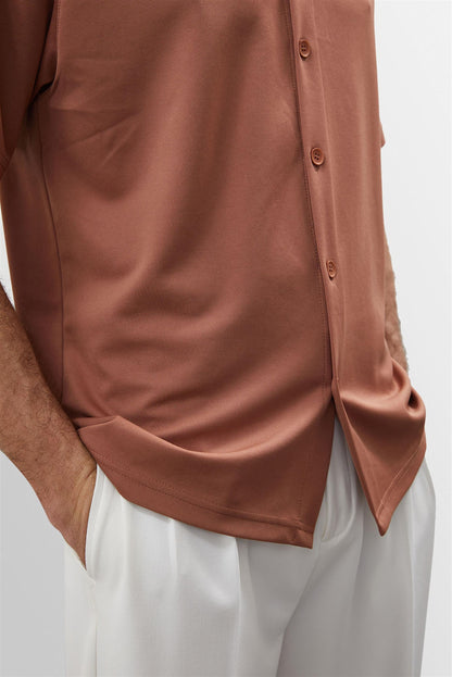 KOALA SYDNEY Men's Light Brown Oversize Short Sleeve Shirt