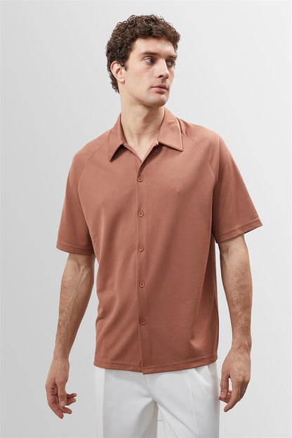 KOALA SYDNEY Men's Light Brown Oversize Short Sleeve Shirt
