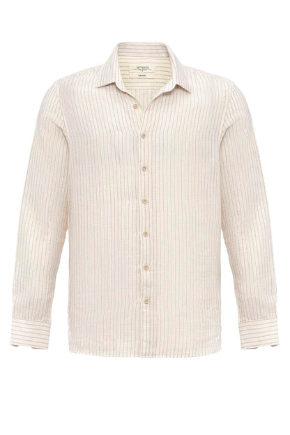 KOALA SYDNEY Men's Beige Cotton Striped Shirt