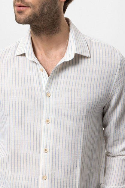 KOALA SYDNEY  Men's Baby Blue Cotton Striped Shirt -