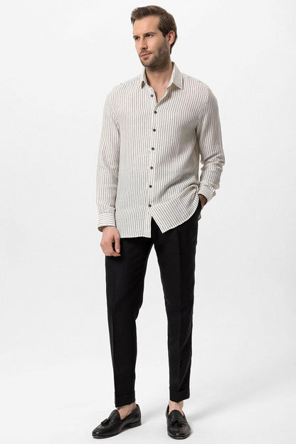 KOALA SYDNEY Men's Black Cotton Striped Shirt