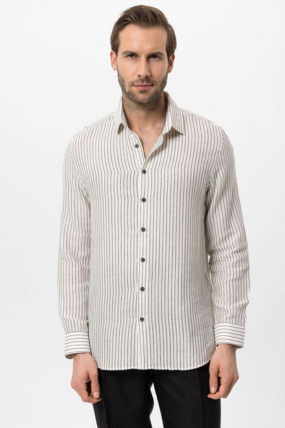KOALA SYDNEY Men's Black Cotton Striped Shirt