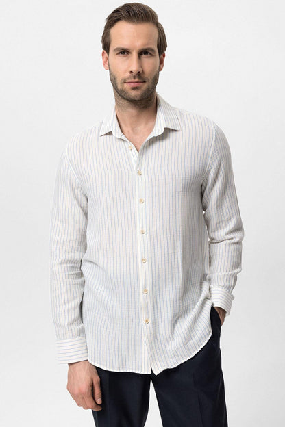 KOALA SYDNEY Men's Baby Blue Cotton Striped Shirt