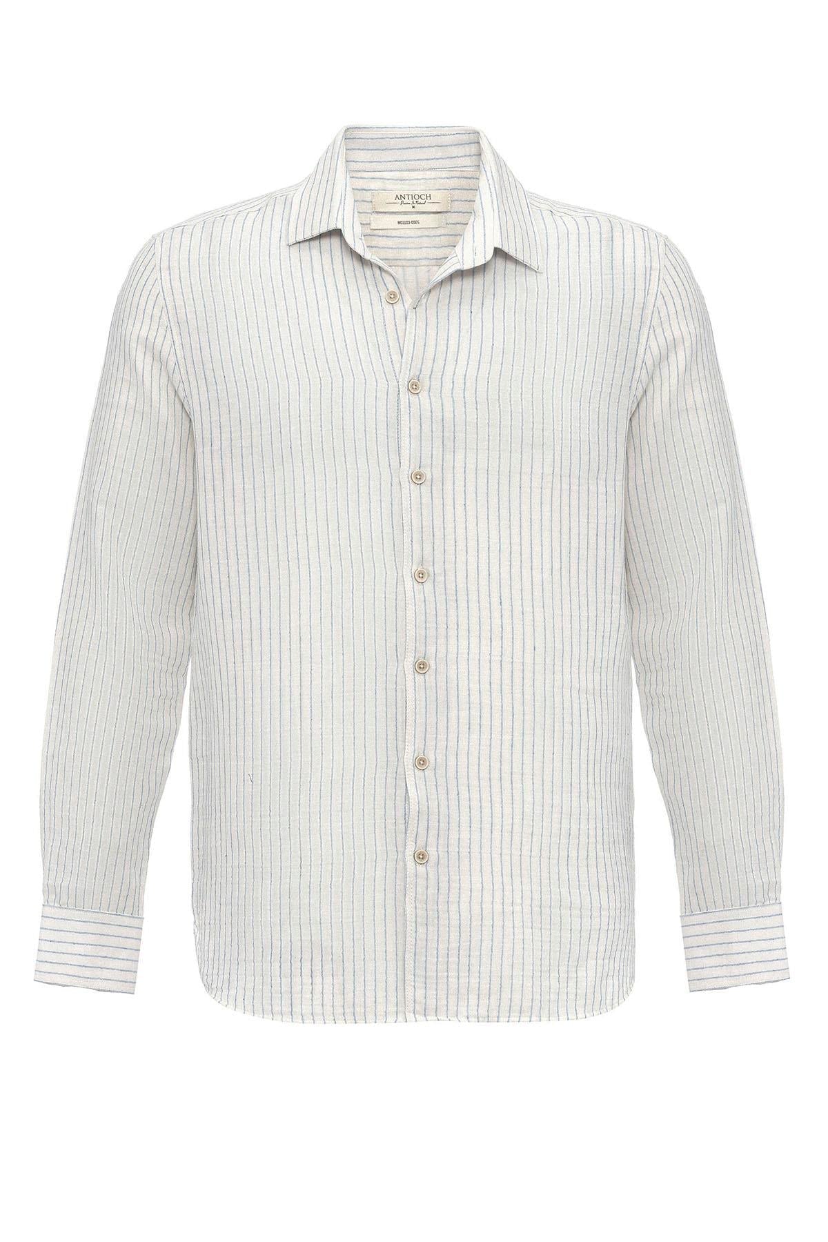 KOALA SYDNEY Men's Baby Blue Cotton Striped Shirt