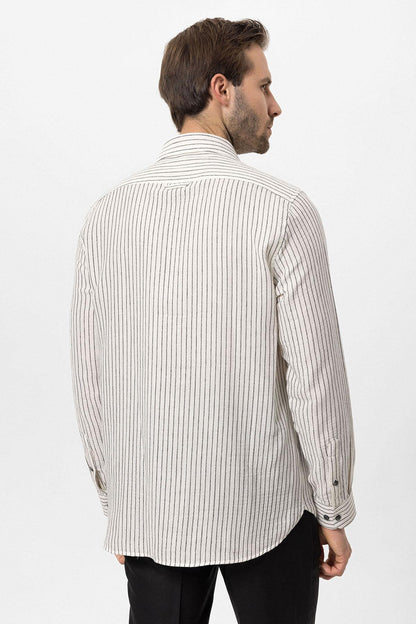 KOALA SYDNEY Men's Black Cotton Striped Shirt