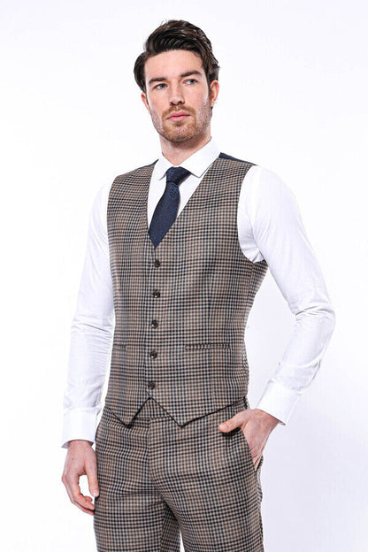 Patterned Brown Men's Vest