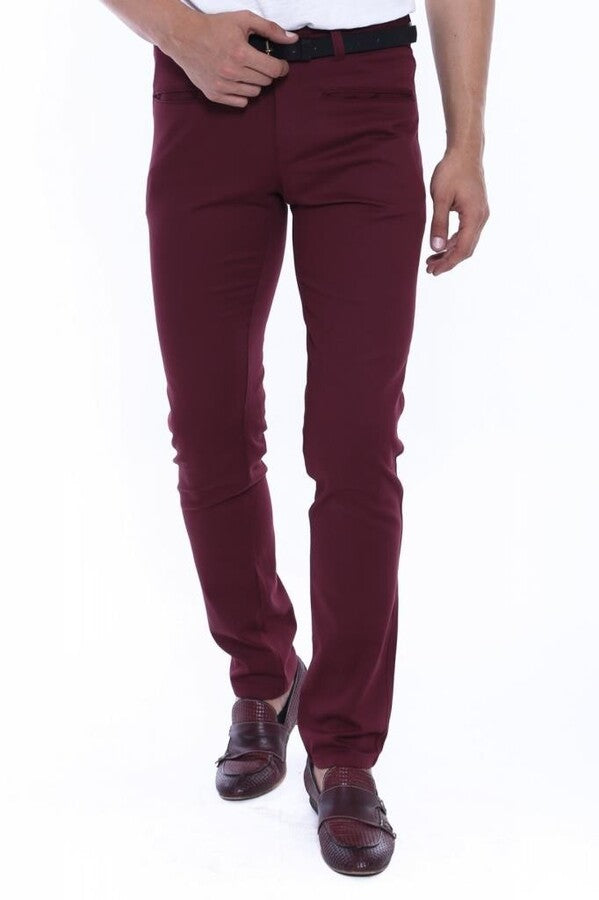 KOALA SYDNEY  Patterned Burgundy Cotton Trousers -