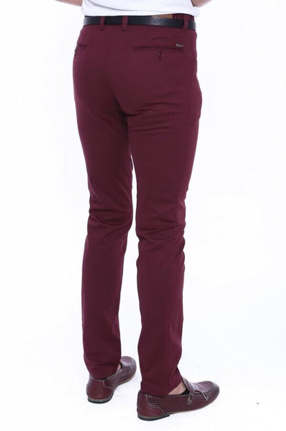 KOALA SYDNEY  Patterned Burgundy Cotton Trousers -